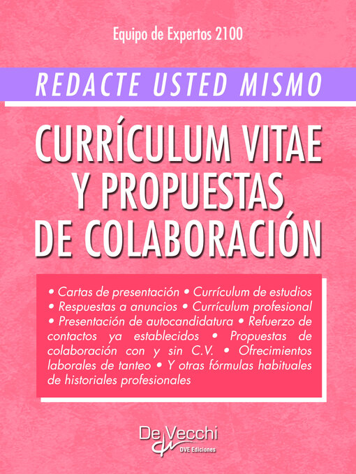 Title details for Redacte usted mismo currículum vitae y propuestas de colaboración by Equipo de Expertos 2100 - Available